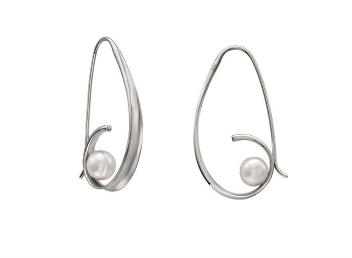 E.L. Designs Silver Crosswind Pearl Earrings