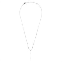 18Kt White Gold Y Necklace with Alternating Baguette and Round Stations on an 16-18" Adjustable Chain