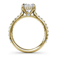 14Kt Yellow Gold Classic Prong Engagement Ring Mounting With 0.47cttw Natural Diamonds