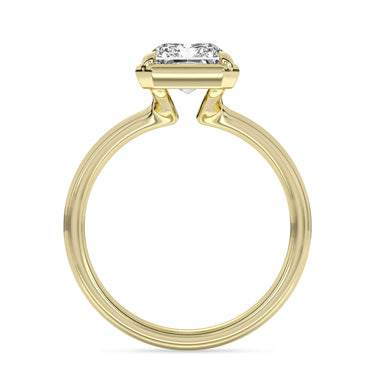 Centurion Collection 14Kt Yellow Gold Solitaire Faux Bezel Engagement Ring with 3ct 100-Faceted Lab-Grown Radiant Center Diamond