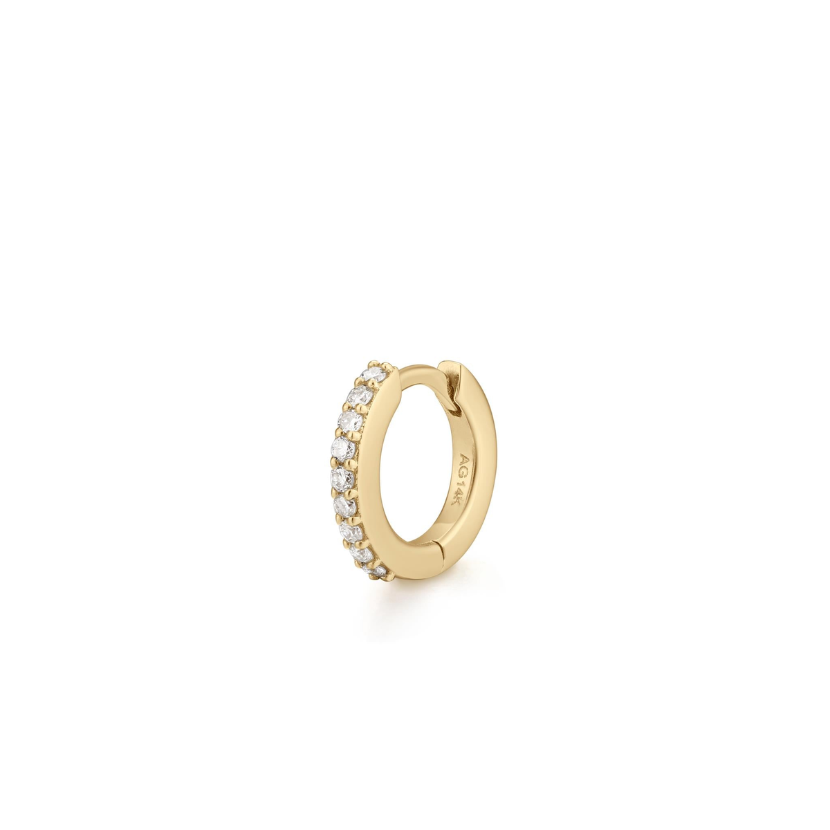 Aurelie G 14Kt Yellow Gold Carly Single Mini Diamond Huggie Hoop