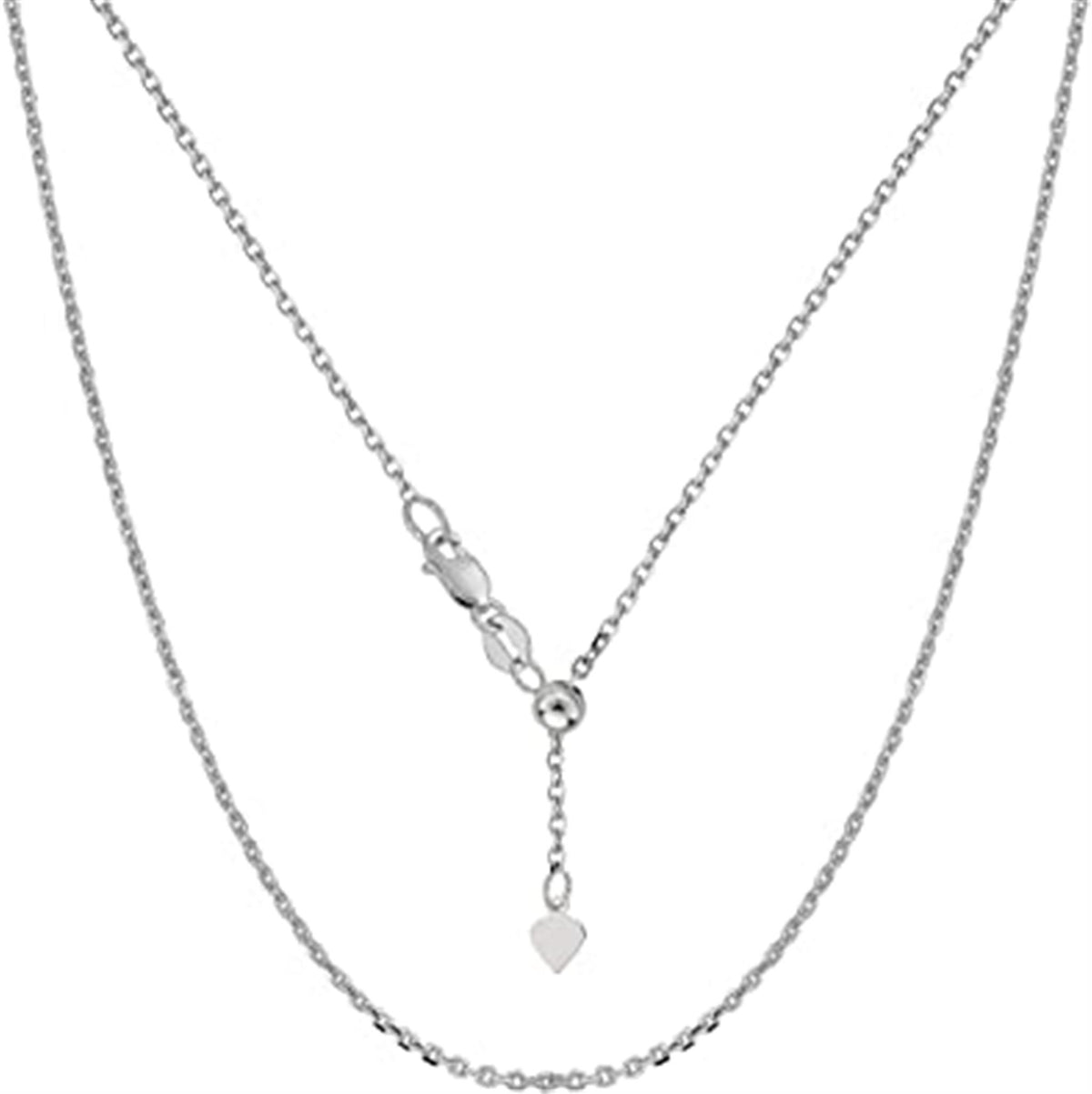 14K White Gold Adjustable Cable Link Chain