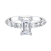 14Kt White Gold Engagement Ring Mounting with 8 Baguettes Totaling .92 Carats