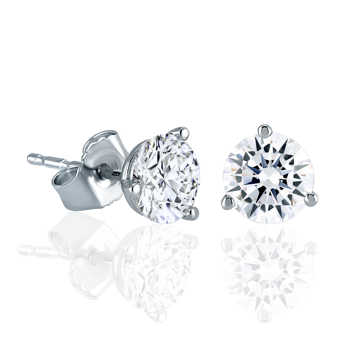 Fire & Ice 18K White Gold Martini Stud Earrings with 2 Round Fire & Ice Diamonds Totaling .50cttw (H Color - VS2 Clarity)