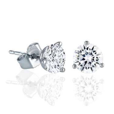 Fire & Ice 18K White Gold Martini Stud Earrings with 2 Round Fire & Ice Diamonds Totaling .50cttw