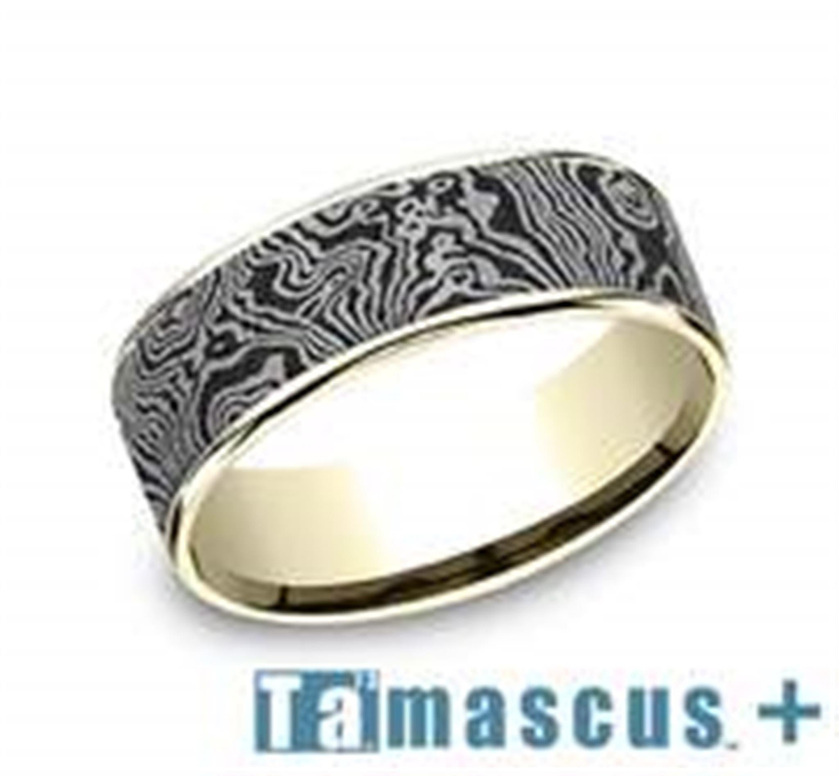 Tantalum  14Kt Gray  Yellow Ammara Stone Band