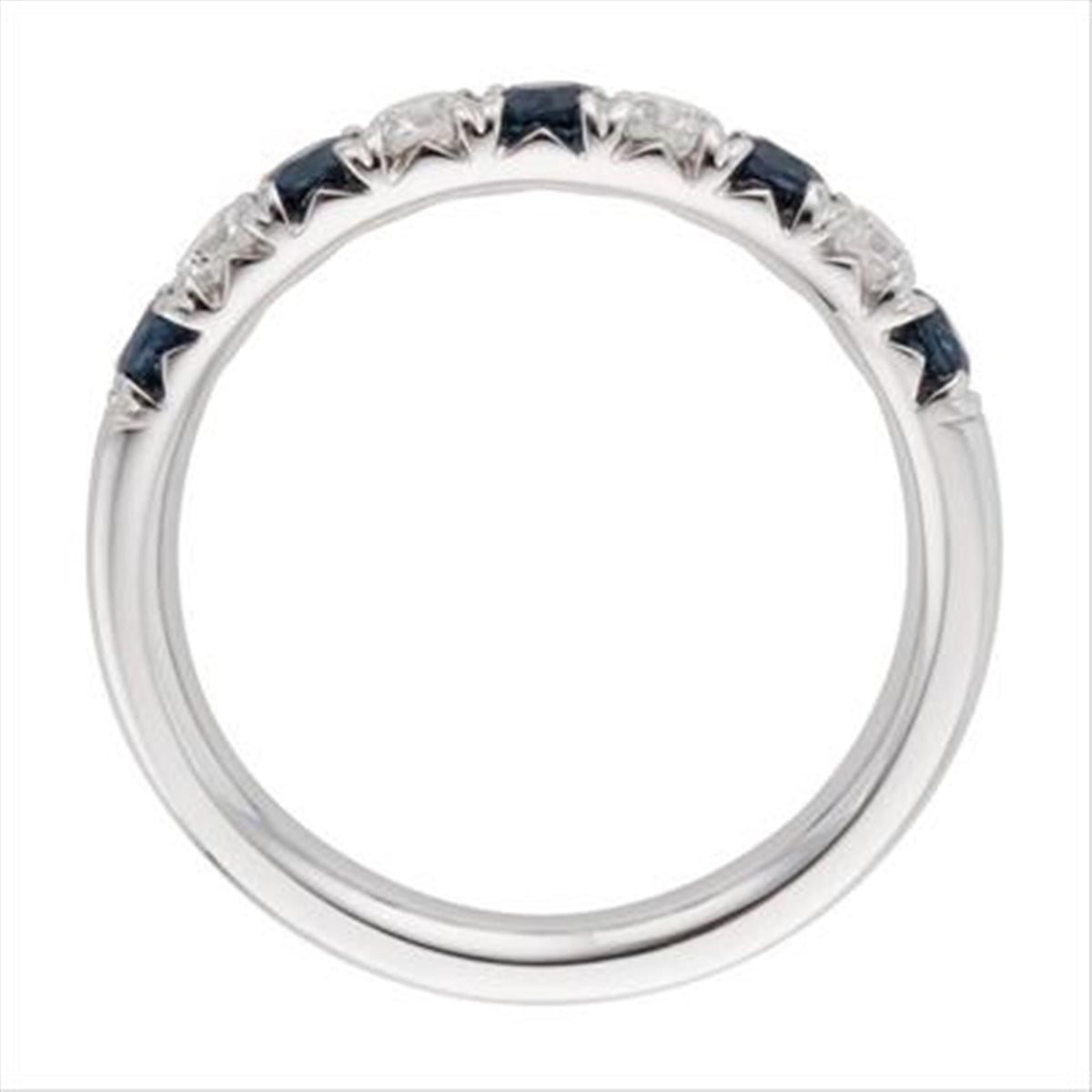 18Kt White Gold Chevron Band with Sapphires and Diamonds