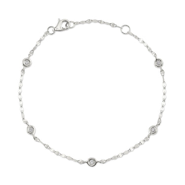 Shy Creation 14Kt White Gold Diamonds By The Yard Sparkle Chain .10ctw Diamond Bracelet