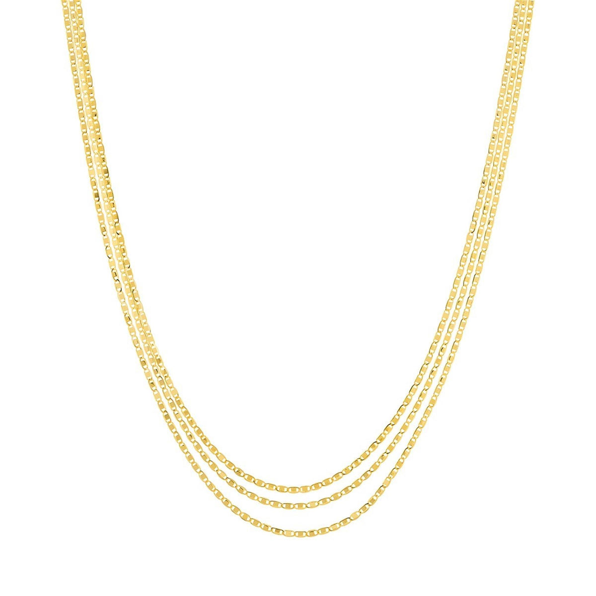18" 14K Yellow Gold Triple Layered Valentino Necklace