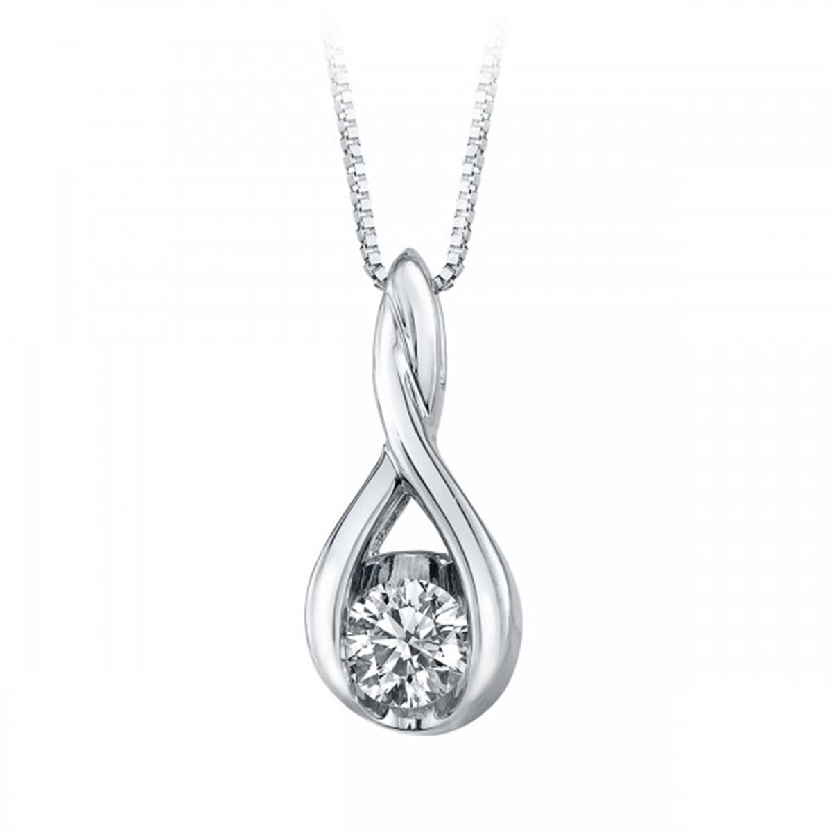 Weave Solitaire Pendant In 10Kt White Gold  With .10cttw Natural Diamond