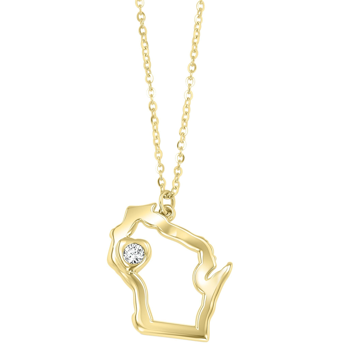 14K Yellow Gold Heart Of Wisconsin Pendant