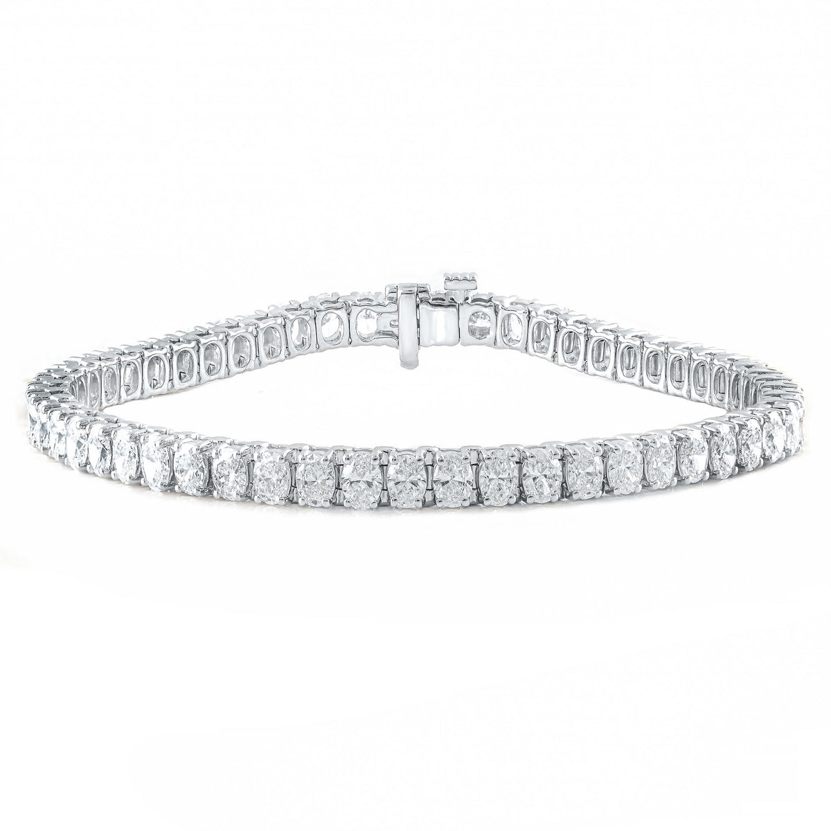 14Kt White Gold Tennis Bracelet With 8.50cttw Oval Natural Diamonds