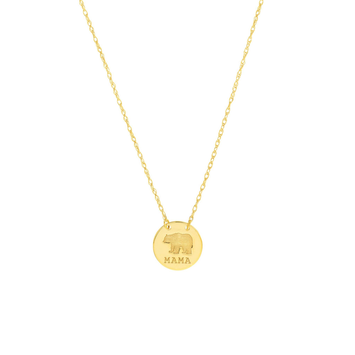 14K Yellow Gold Mama Bear Necklace