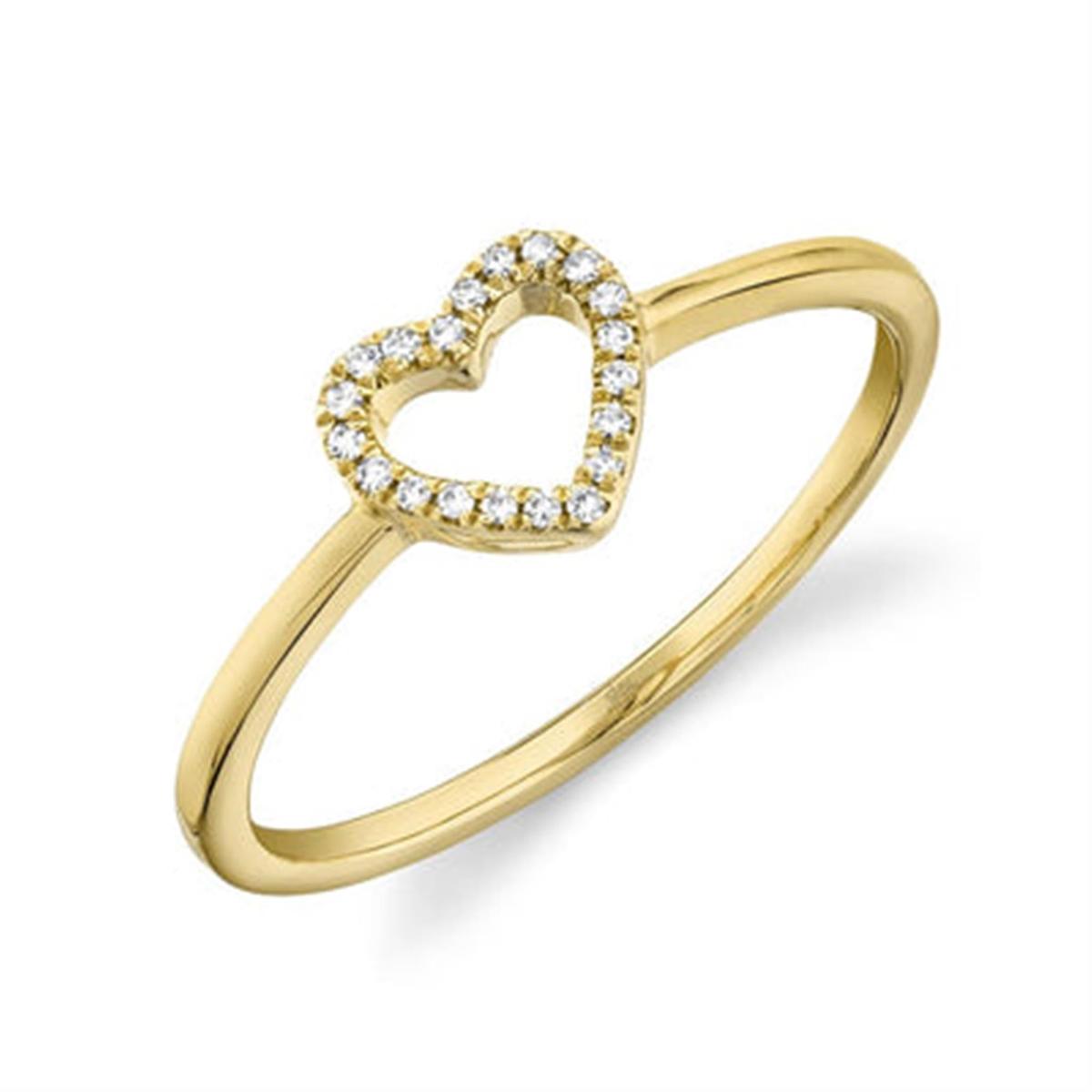 Shy Creation 14Kt Yellow Gold Natural Diamond Open Heart Ring