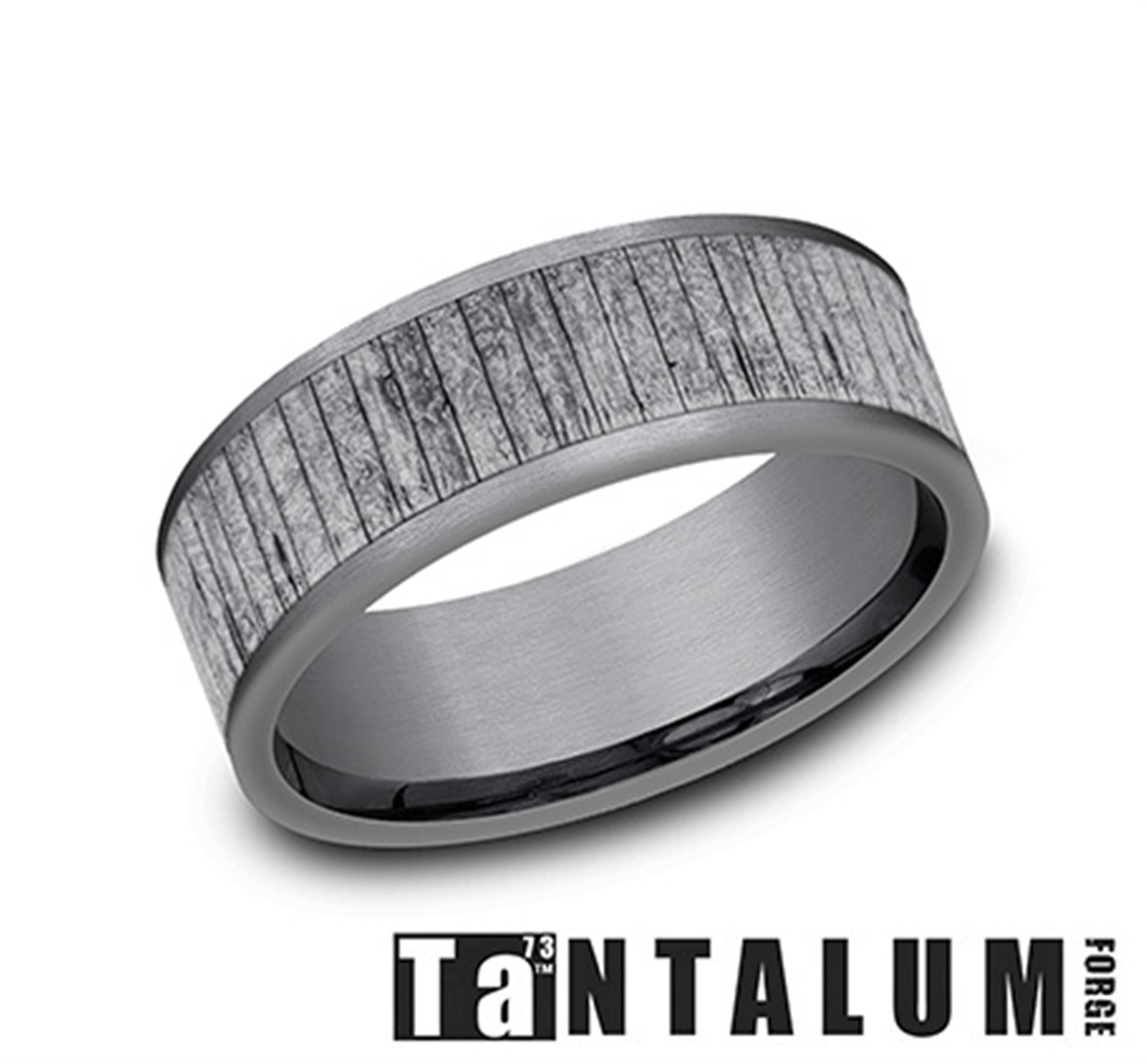 Tantalum Gray Engraved Wedding Band