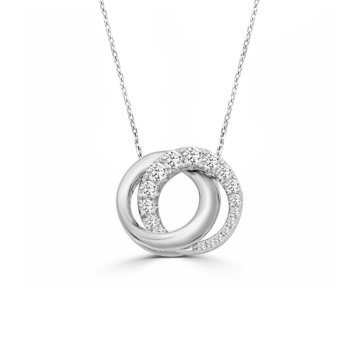 Frederic Sage 14Kt White Gold Circle Pendant 0.50cttw Natural Diamonds