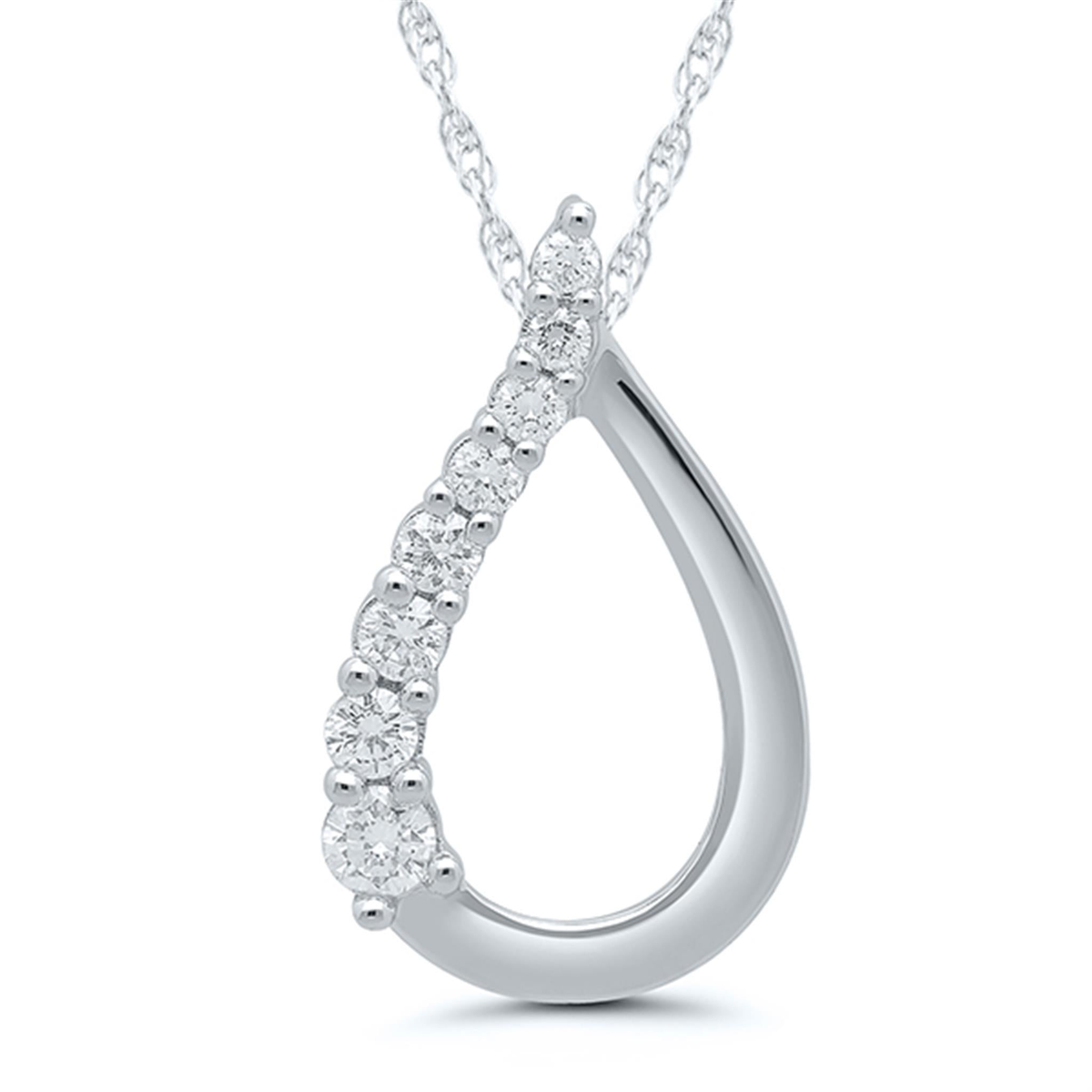 14Kt White Gold Journey Pendant 0.15cttw Natural Diamonds