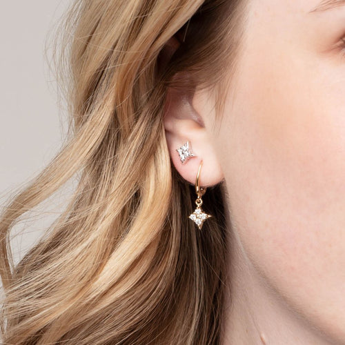 Star Of Hope 14K Yellow Gold Earrings with.25cttw Natural Diamonds