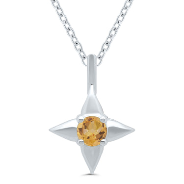 Star of Hope Sterling Silver November Birthstone Pendant with 3mm Round Citrine on 18" Chain