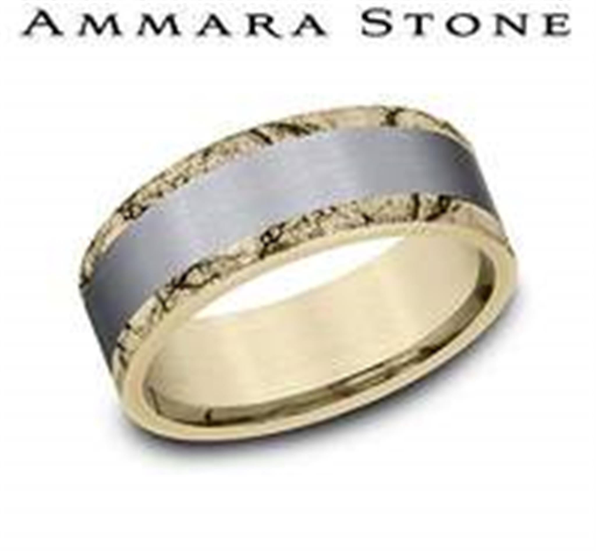 Tantalum  14Kt Gray  Yellow Ammara Stone Band