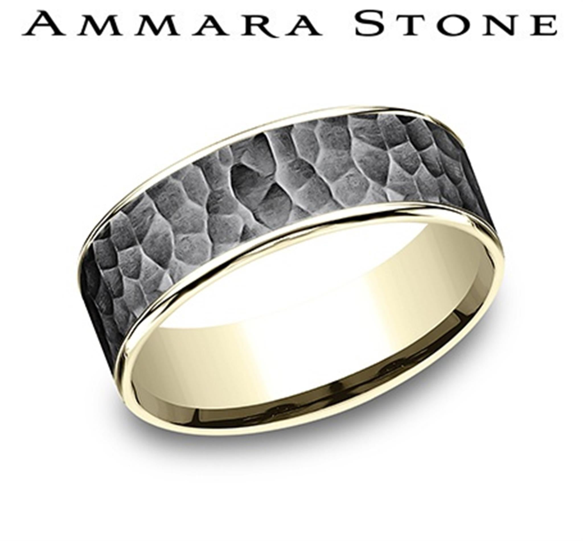 Tantalum  14Kt Gray  Yellow Ammara Stone Band