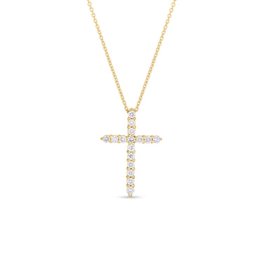 Roberto Coin 18Kt Yellow Gold Tiny Treasures 0.32cttw Diamond Cross Pendant on 18" Chain