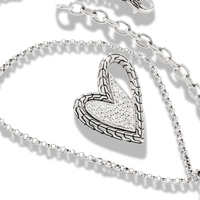 John Hardy Silver Manah Diamond Heart Necklace