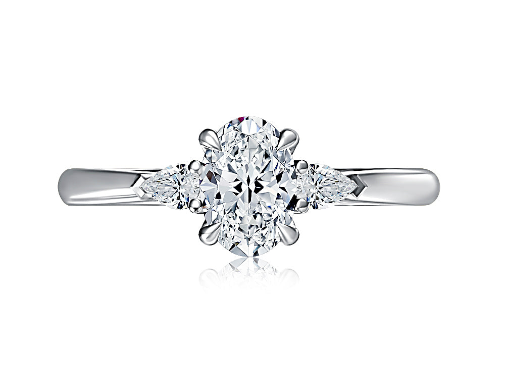 A. Jaffe Oval Three-Stone Engagement Ring Mounting in 14K White Gold