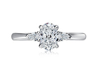 A. Jaffe Oval Three-Stone Engagement Ring Mounting in 14K White Gold