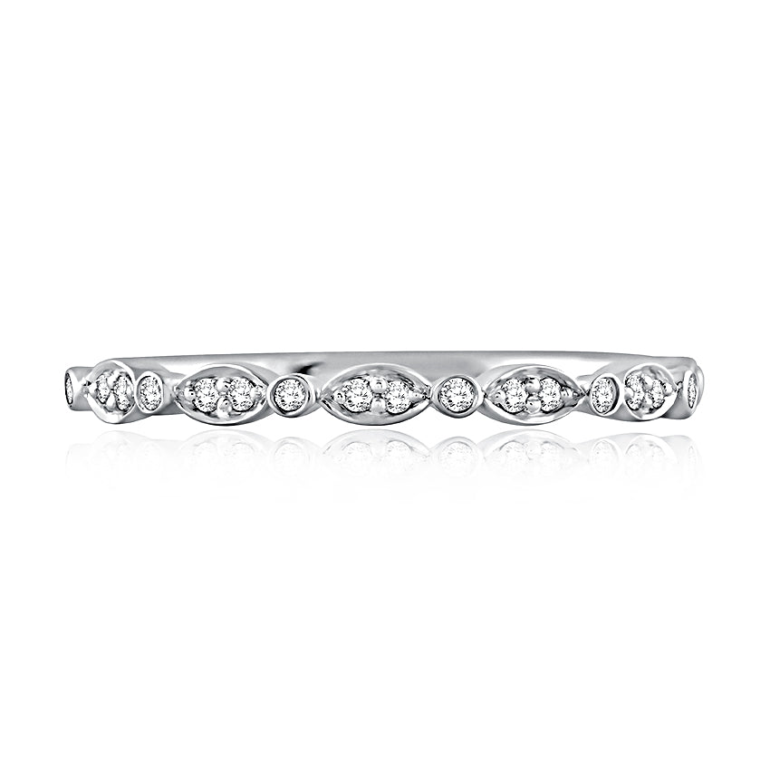 A. Jaffe Alternating Marquise & Round 0.10cttw Diamond Anniversary Band in 14Kt White Gold