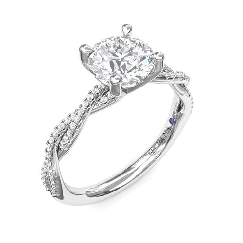 14 W Split Twist Shank Engagement Ring Mounting With 0.20cttw Natural Diamonds