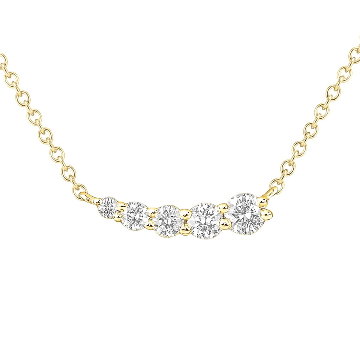 14Kt Yellow Gold Natural Diamond Journey Necklace with .30cttw Round Natural Diamonds