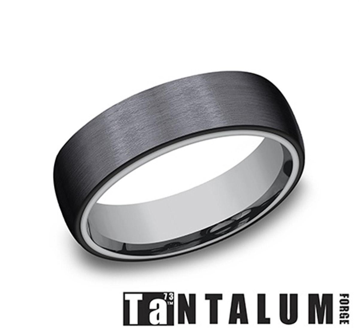 Tantalum Black Engraved Wedding Band