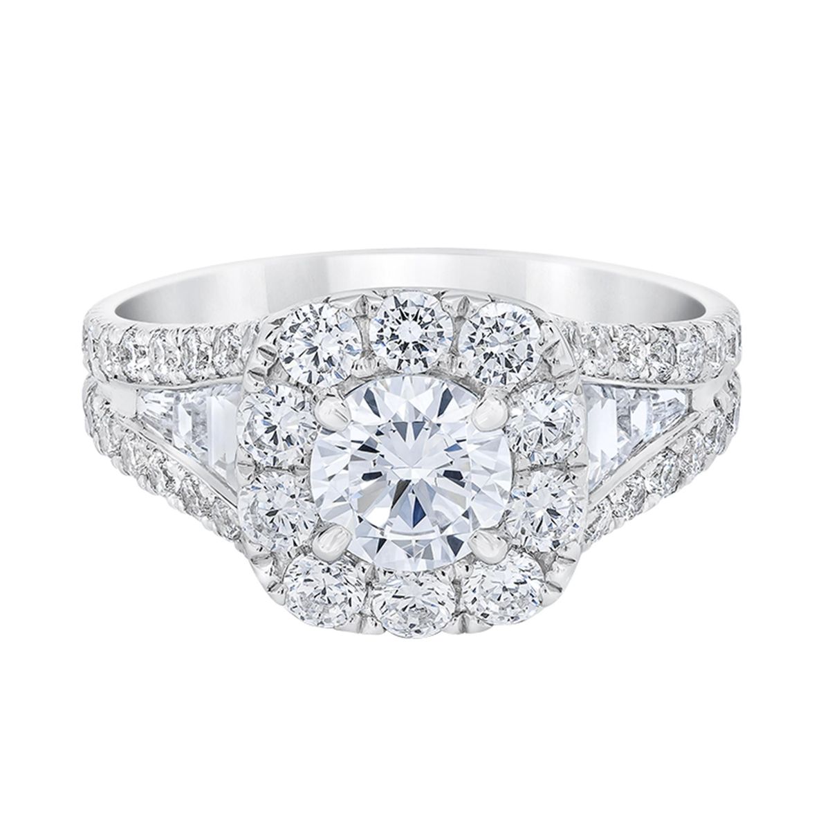 14Kt White Gold Halo Engagement Ring With 0.71ct Natural Center Diamond