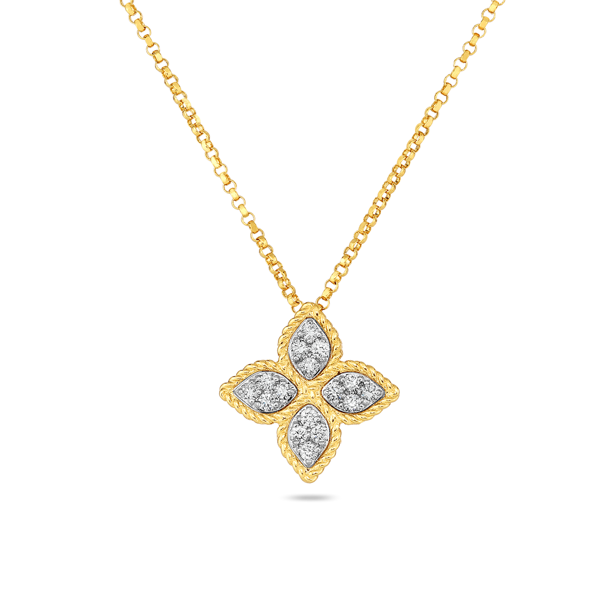 Roberto Coin 18Kt Yellow Gold  Princess Flower Pendant with .45cttw Natural Diamonds