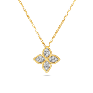 Roberto Coin 18Kt Yellow Gold  Princess Flower Pendant with .45cttw Natural Diamonds