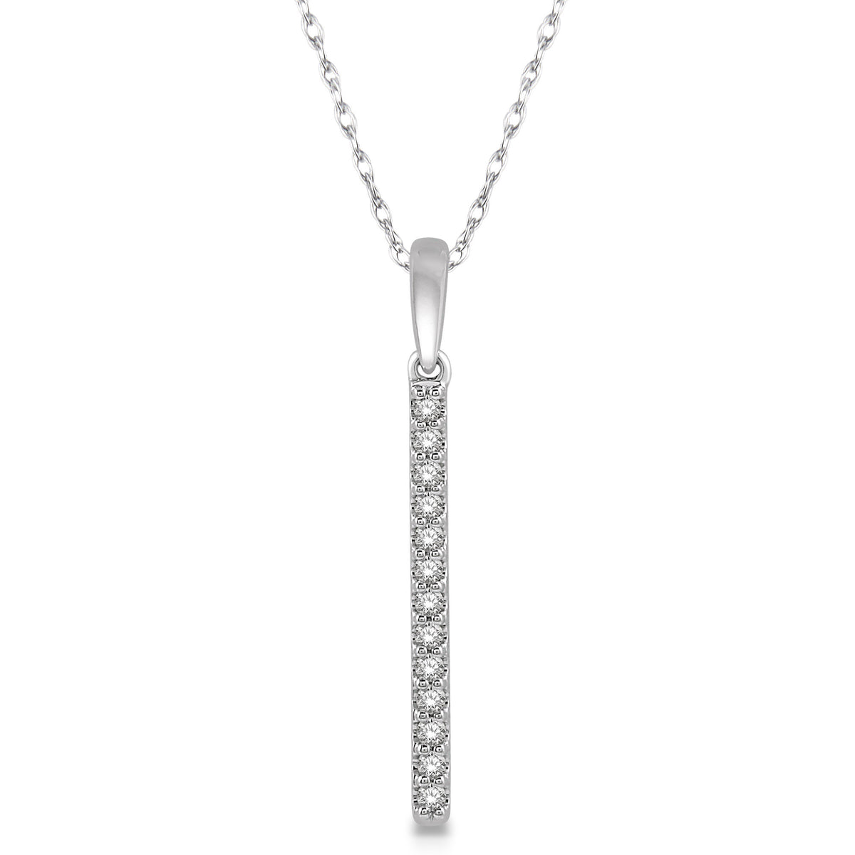 Lasker Petites 10Kt White Gold Vertical Bar Diamond Pendant
