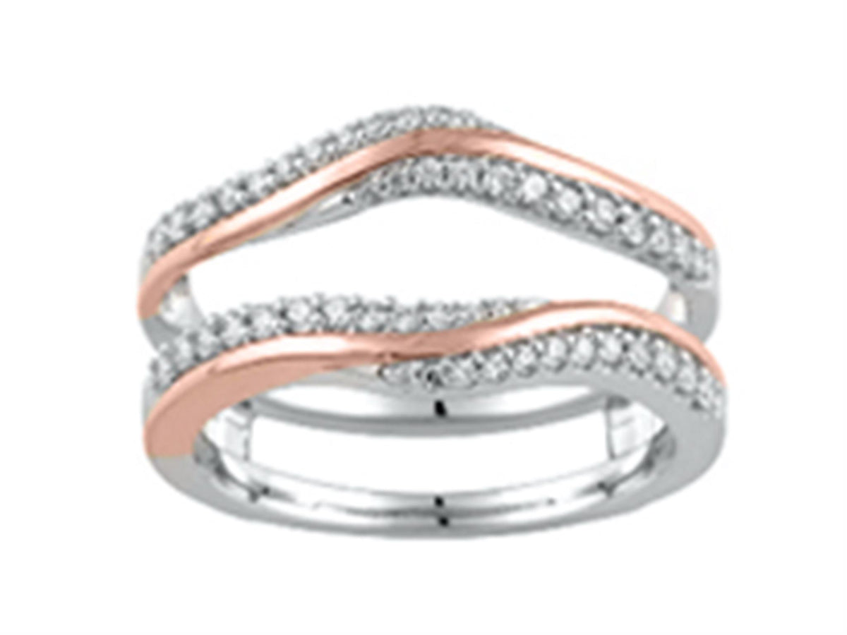 14Kt White & Rose Gold Insert Guard Ring With .30cttw Natural Diamonds