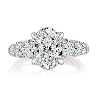 A. Jaffe Natural Diamond Engagement Ring with Oval Center Diamond and Round Cut Side Diamond Accents