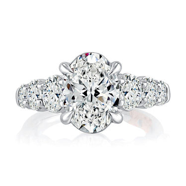 A. Jaffe Natural Diamond Engagement Ring Mounting with Oval Center Diamond and Round Cut Side Diamond Accents