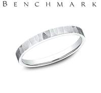 14Kt White Gold 2mm Band with Hammer Pattern and a Satin Finish