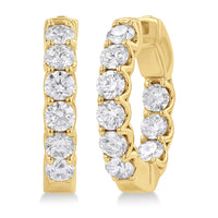 14Kt Yellow Gold 21mm Inside Out Hoop Earrings with 3.00 Carat Total Weight Natural Diamonds