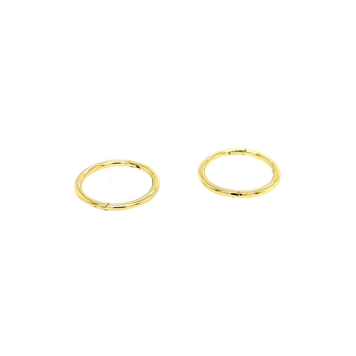 14Kt Yellow Gold Mini 12 x 1mm Round Hinged Hoop Earrings
