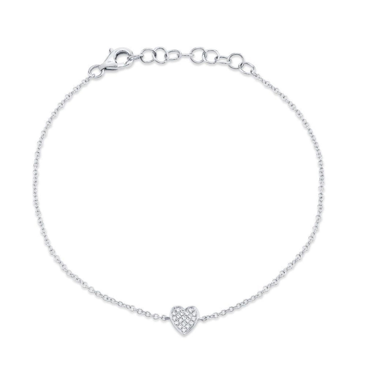 Shy Creation 14Kt White Gold Full Heart Bracelet With 0.04cttw Natural Diamonds
