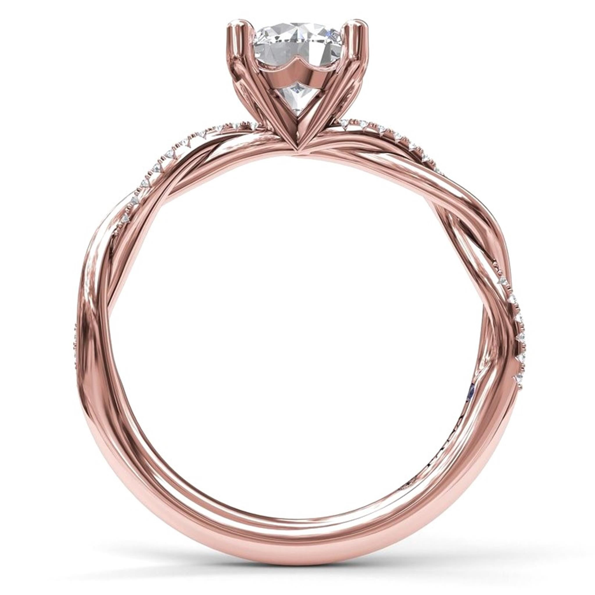 14Kt Rose Gold Classic Prong Engagement Ring Mounting With 0.10cttw Natural Diamonds