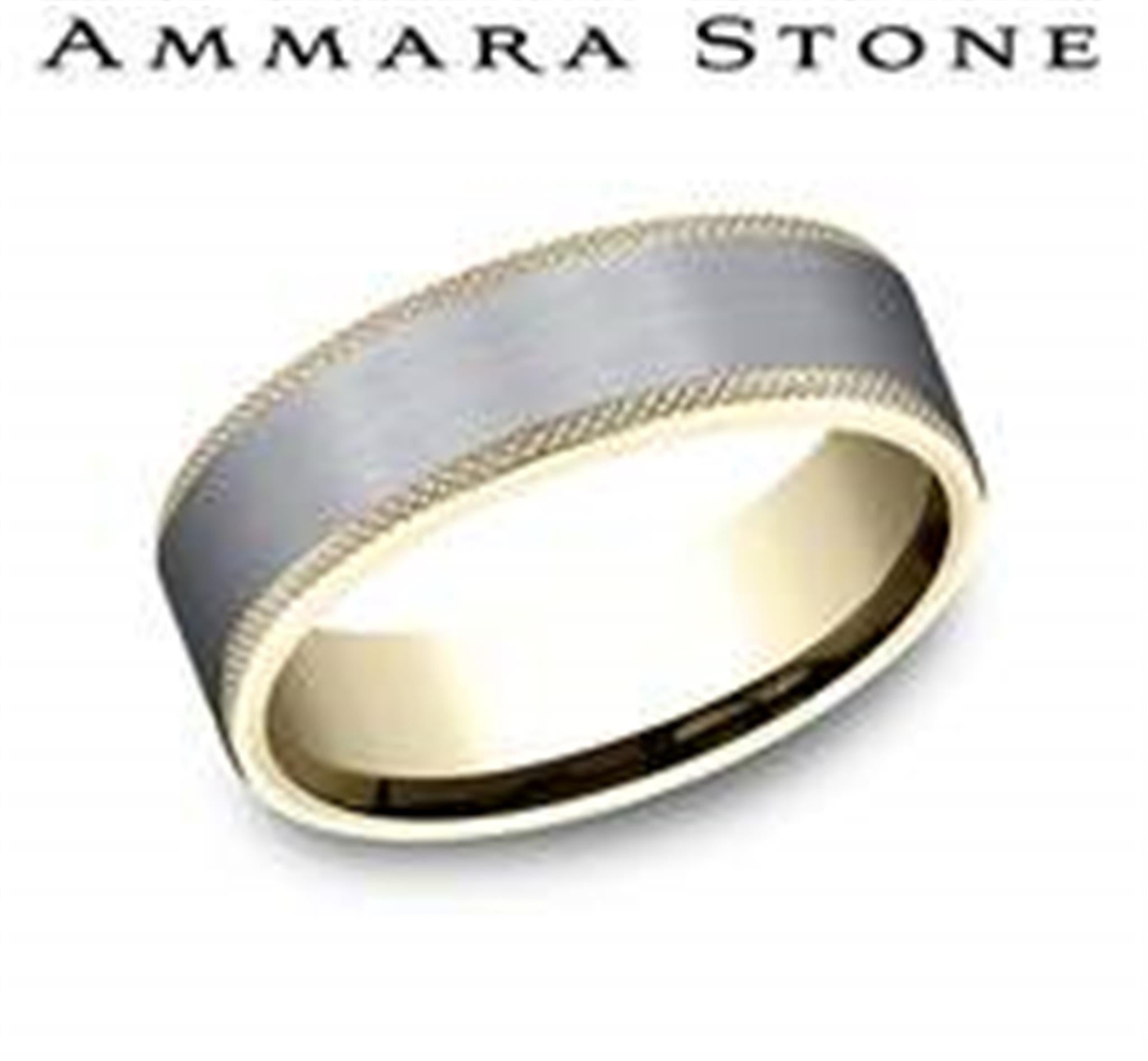 Ammara Stone 7mm Tantalum Band with 14Kt Yellow Gold