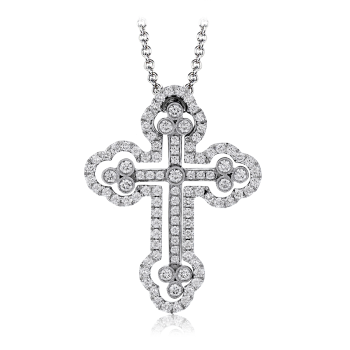 Simon G. 18Kt White Gold Cross Pendant With .40cttw Natural Diamonds