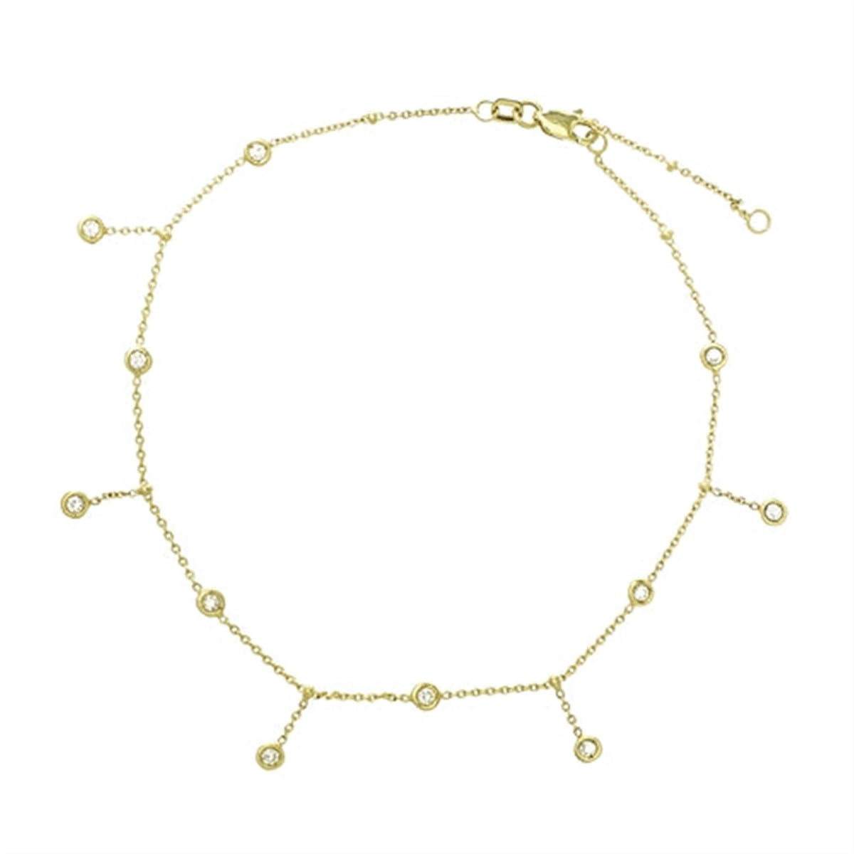 14K Yellow Gold Cubic Bezel Station Anklet