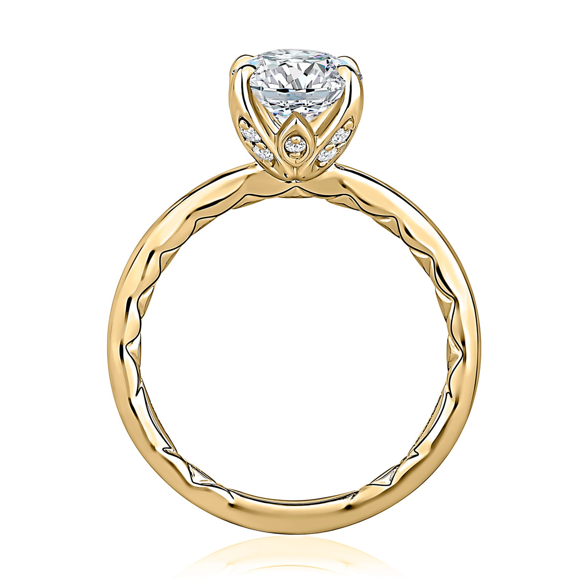 A. Jaffe Oval Diamond Tulip Solitaire Engagement Ring Mounting in 14K Yellow Gold