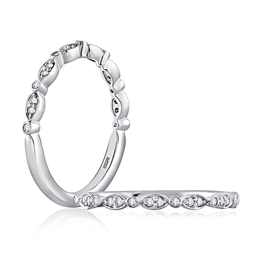 A. Jaffe Alternating Marquise & Round 0.10cttw Diamond Anniversary Band in 14Kt White Gold